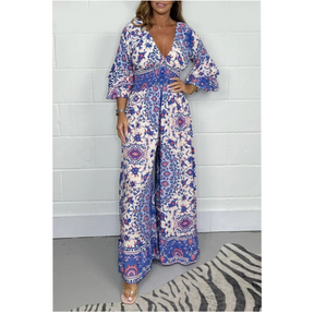 Jumpsuit met V-hals en bedrukking