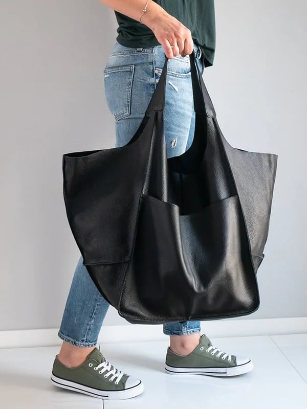 JansenStyle™ Xylia | Nieuwe oversized handgemaakte vegan leren handtas