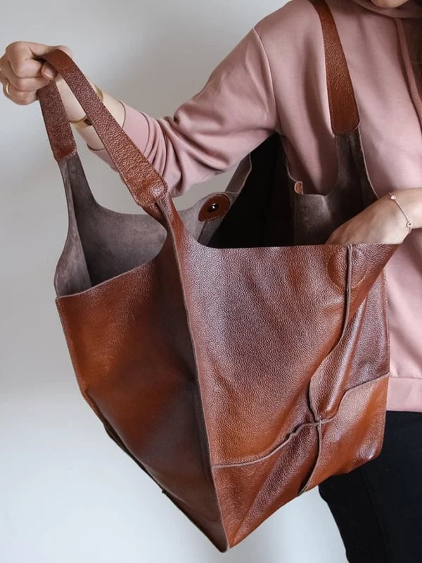 JansenStyle™ Xylia | Nieuwe oversized handgemaakte vegan leren handtas