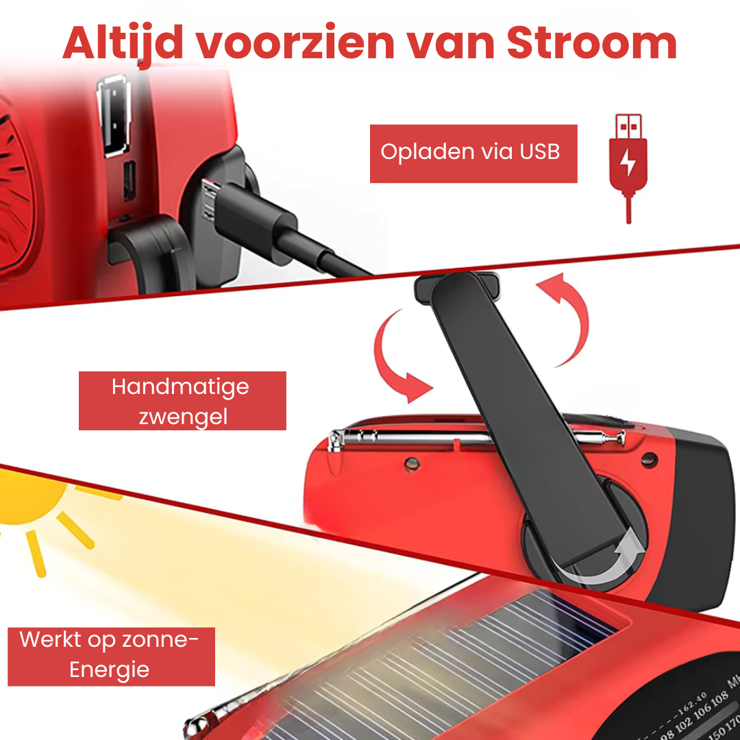 JansenStyle™ - Noodradio zaklamp en powerbank