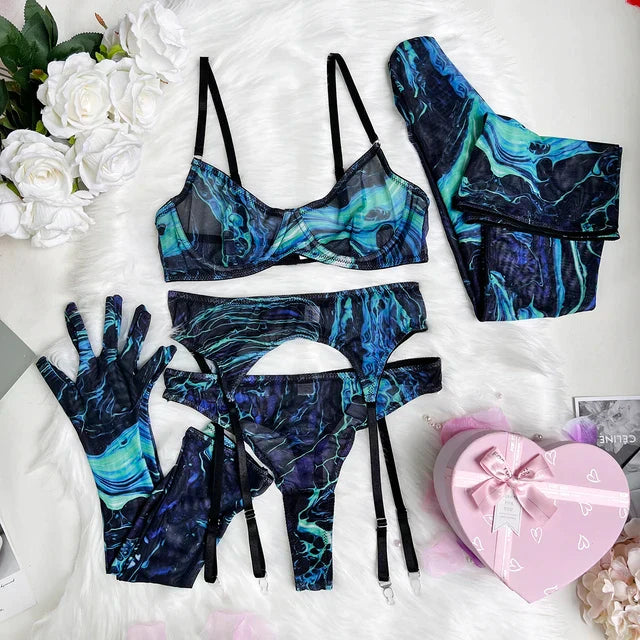 JansenStyle™ Mila - 5-delige tie dye lingerie set