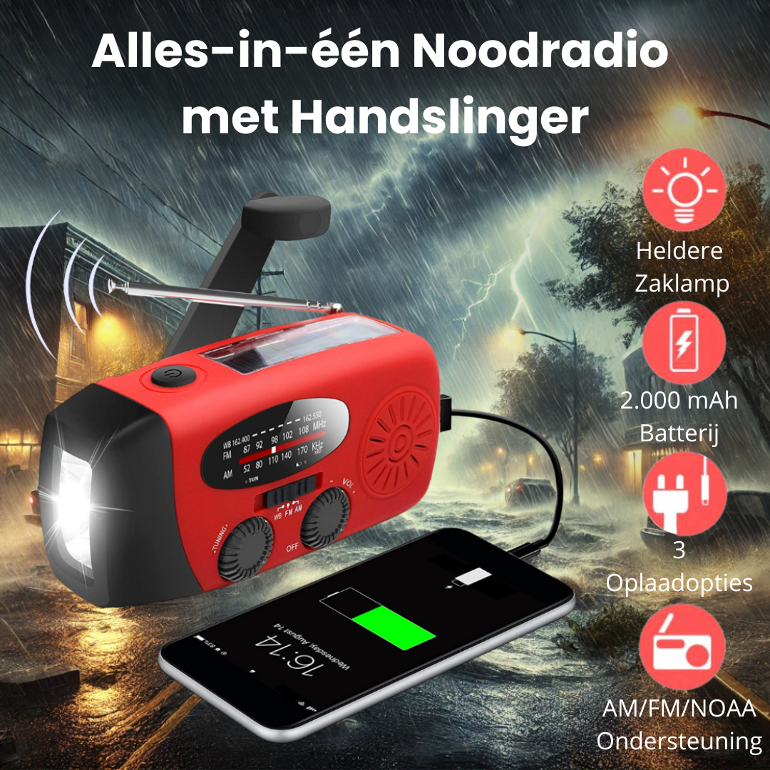 JansenStyle™ - Noodradio zaklamp en powerbank