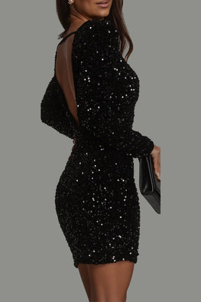 JansenStyle™ Clasja - Chique Winter Backless Glitter feest Jurk voor Vrouwen