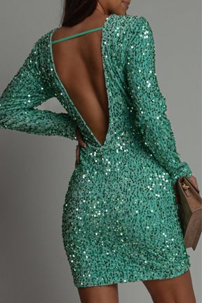 JansenStyle™ Clasja - Chique Winter Backless Glitter feest Jurk voor Vrouwen