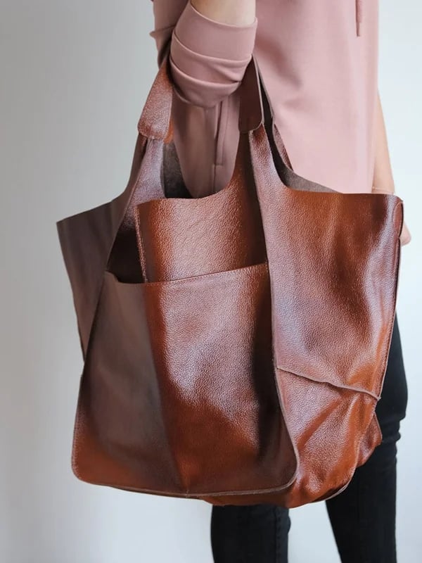 JansenStyle™ Xylia | Nieuwe oversized handgemaakte vegan leren handtas